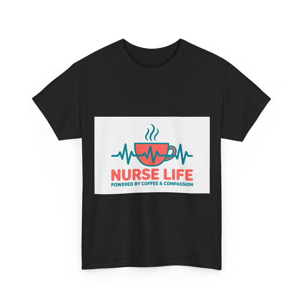 Nurse Life t-shirt - coffee cup and EKG heartbeat design - additional product view 1